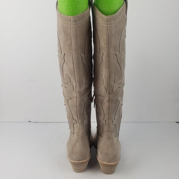 Dolce Vita Samare Western cowgirl tall Boots Suede beige Size 5 - Picture 6 of 16